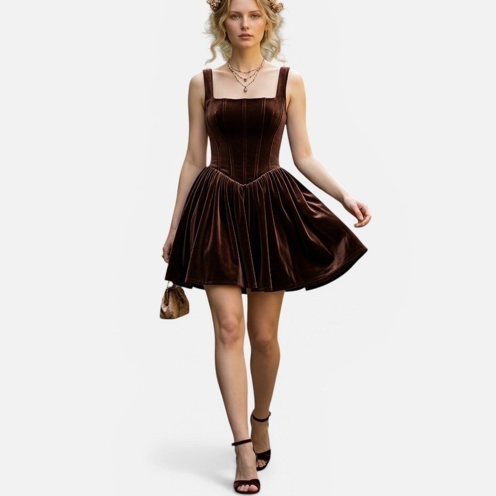 Zara Dress Womens XS Mini Dress Basque Corset Velvet Sleeveless Coquette Fairy‎
